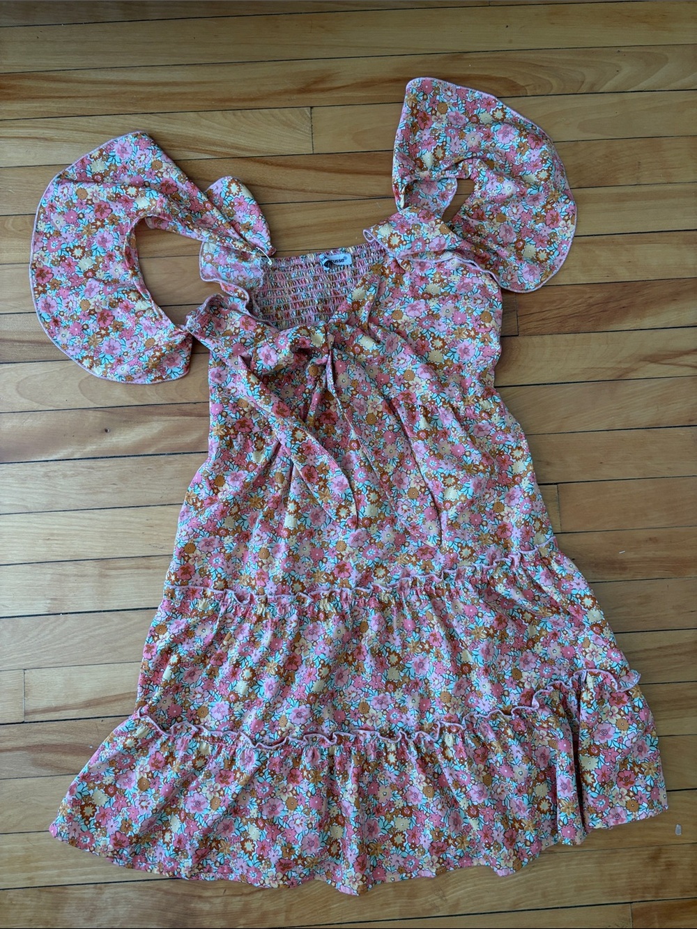 Charlotte Russe Pink Floral Ruffle Tiered Dress